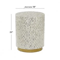 18 in. White Cylinder Shell End Table with Gold Base by Litton Lane 22 18 in. White Cylinder Shell End Table with Gold Base by Litton Lane -Outlet Litton Lane Store white litton lane end side tables 74045 76 1000