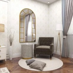 18 in. White Cylinder Shell End Table with Gold Base by Litton Lane 21 18 in. White Cylinder Shell End Table with Gold Base by Litton Lane -Outlet Litton Lane Store white litton lane end side tables 74045 fa 1000