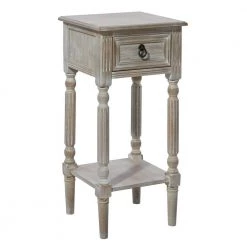 14 in. White Rectangle Wood 1 Drawer and 1 Shelf End Table by Litton Lane