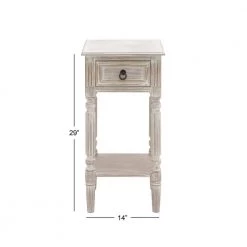 14 in. White Rectangle Wood 1 Drawer and 1 Shelf End Table by Litton Lane -Outlet Litton Lane Store white litton lane end side tables 96325 76 1000