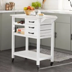 36 in. White Wood Contemporary Kitchen Cart by Litton Lane -Outlet Litton Lane Store white litton lane kitchen prep tables 28821 31 1000