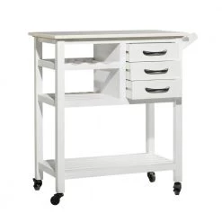 36 in. White Wood Contemporary Kitchen Cart by Litton Lane -Outlet Litton Lane Store white litton lane kitchen prep tables 28821 4f 1000