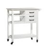 36 in. White Wood Contemporary Kitchen Cart by Litton Lane -Outlet Litton Lane Store white litton lane kitchen prep tables 28821 64 1000