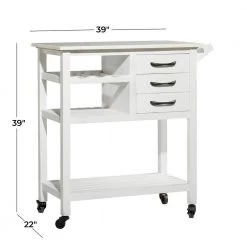 36 in. White Wood Contemporary Kitchen Cart by Litton Lane -Outlet Litton Lane Store white litton lane kitchen prep tables 28821 76 1000