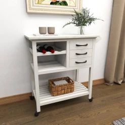 36 in. White Wood Contemporary Kitchen Cart by Litton Lane -Outlet Litton Lane Store white litton lane kitchen prep tables 28821 d4 1000