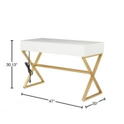 30 In. White Wood Contemporary Desk by Litton Lane -Outlet Litton Lane Store white litton lane writing desks 040400 40 1000