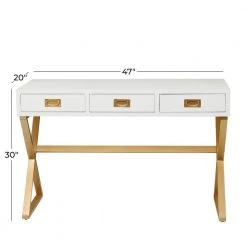 30 In. White Wood Contemporary Desk by Litton Lane -Outlet Litton Lane Store white litton lane writing desks 040400 76 1000