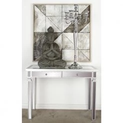 Rectangle White Wood 2 Drawer Writing Desk with Mirrors by Litton Lane -Outlet Litton Lane Store white litton lane writing desks 48677 31 1000