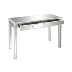 Rectangle White Wood 2 Drawer Writing Desk with Mirrors by Litton Lane -Outlet Litton Lane Store white litton lane writing desks 48677 77 1000