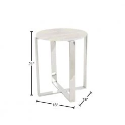 18 in. White Round Marble End Table by Litton Lane 14 18 in. White Round Marble End Table by Litton Lane -Outlet Litton Lane Store white silver litton lane end side tables 57341 40 1000