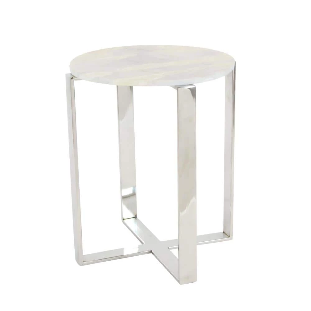 18 in. White Round Marble End Table by Litton Lane 3 18 in. White Round Marble End Table by Litton Lane