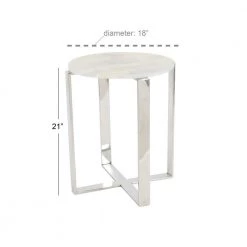 18 in. White Round Marble End Table by Litton Lane 15 18 in. White Round Marble End Table by Litton Lane -Outlet Litton Lane Store white silver litton lane end side tables 57341 c3 1000