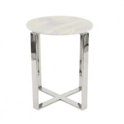 18 in. White Round Marble End Table by Litton Lane 13 18 in. White Round Marble End Table by Litton Lane -Outlet Litton Lane Store white silver litton lane end side tables 57341 e1 1000